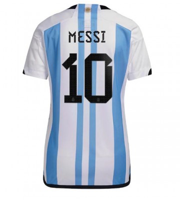 Argentina Lionel Messi #10 Replika Hjemmebanetrøje Dame VM 2022 Kortærmet